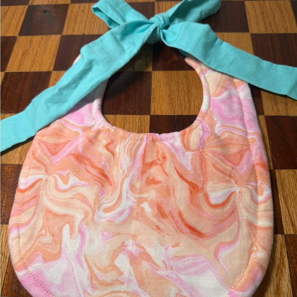 Pink and Orange Swirl Baby Bib-Handmade with Care